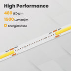 COB LED Strip 24V Warm White 3000K 480LEDs/m 5m IP20
